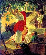 Karl Briullov Girl gathering grapes in the vicinity of Naples oil painting on canvas